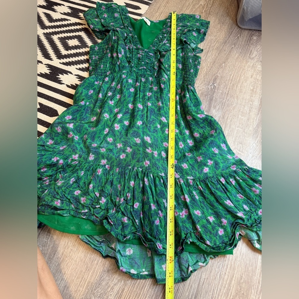 Roller Rabbit Ondika Cerro V Neck Short Ruffled Sleeve Tiered Mini Dress Small - Picture 9 of 12